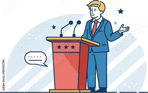 Politician Giving Public Speech Flat Icon