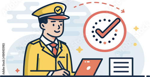 Reservation Officer Confirming Booking Icon Isolated