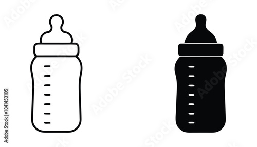Baby feeding bottle silhouette vector, Baby milk bottle icon, baby bottle sign and symbol