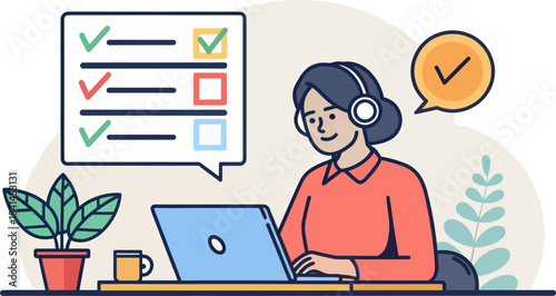 Virtual Assistant Icon Managing Online Information