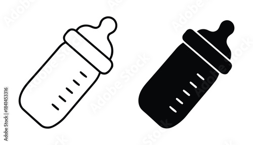 Baby feeding bottle silhouette vector, Baby milk bottle icon, baby bottle sign and symbol