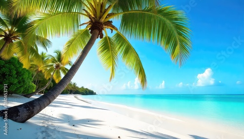 tropical beach with palm trees