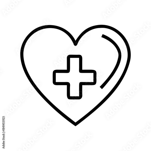 Volunteer medical cross on the heart icon transparent background