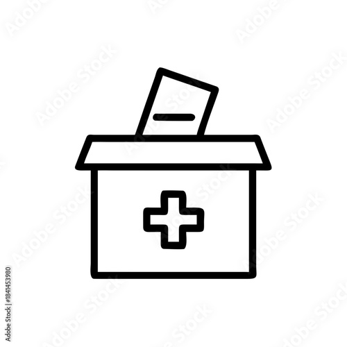 Volunteer medical cross on a donation box icon transparent background