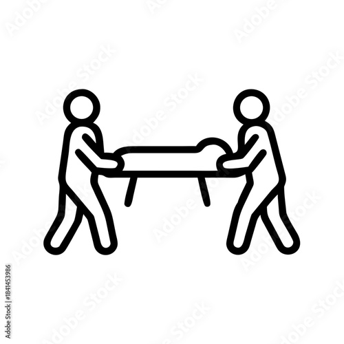 Volunteer two people carry a sick person on a stretcher icon transparent background