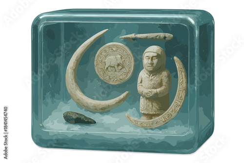 Blue box with a white label that says "Ancient Artifacts"