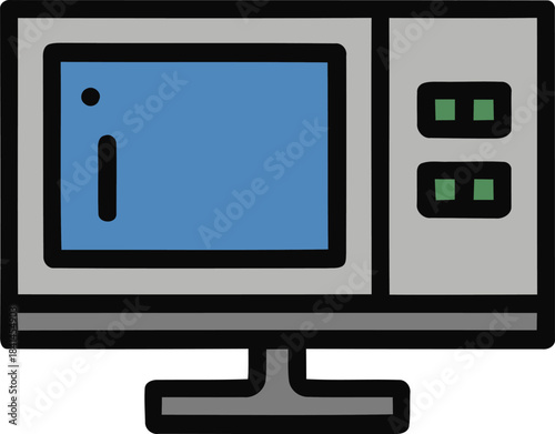 Retro computer monitor displaying a simple text interface with a cursor