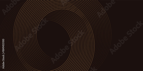 3D brown lines techno abstract background overlap layer on dark space with circles shapes effect decoration. Modern graphic design element stripes style concept for web banner, card, or brochure cover