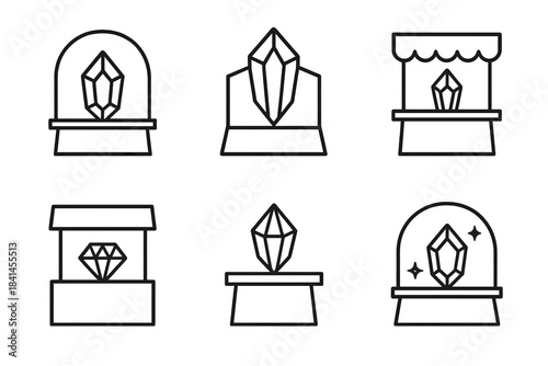 Set of six different images of gems and crystals
