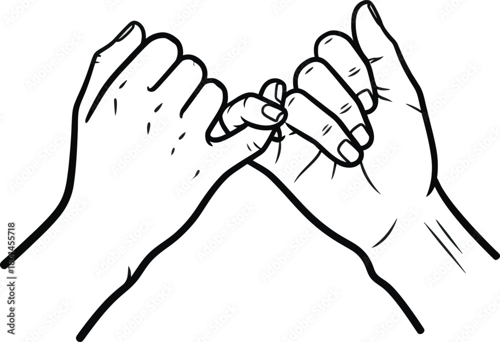 Obraz premium Pinky Promise Hands Friendship Vector Illustration