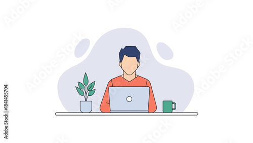 Enjoying the digital nomad life with laptop and coffee in a modern workspace, perfect for freelance work or remote learning concepts