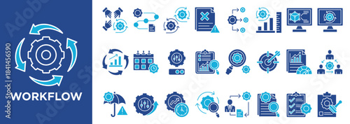 Workflow icon collection set. Containing design workflow, process, automation, system, operations