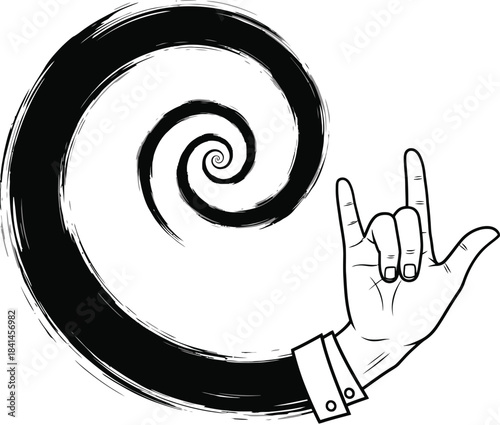 Hypnosis Spiral Hand Gesture Vector Illustration