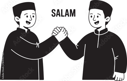 Two Men Shaking Hands Greeting Salam Friendship
