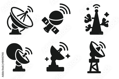 The image is a set of six different satellite icons