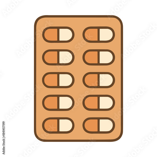 Cute Medicine Pack Illustration in Soft Warm Style