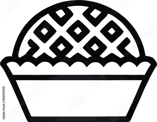 Pie Icon – Dessert Bakery Outline, Sweet Pastry Symbol, Food Illustration for Cooking, Café Menu, Thanksgiving and Bakery Concepts