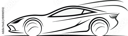 Black and white sports car line vehicle automotive