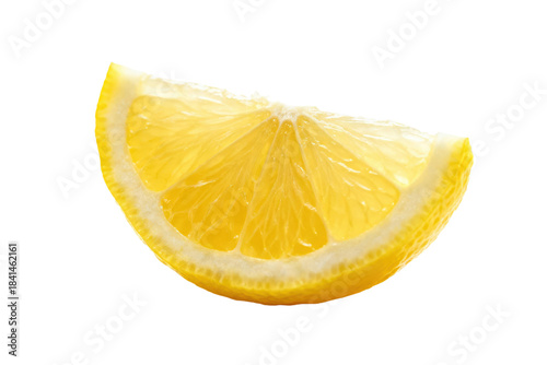 A fresh and juicy slice of lemon with vibrant yellow color