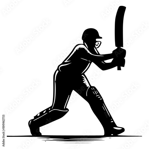 Cricketer Batting Vector Illustration