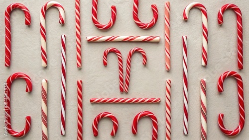 Decorative layout of candy canes arranged in festive brackets for holiday celebrations and events