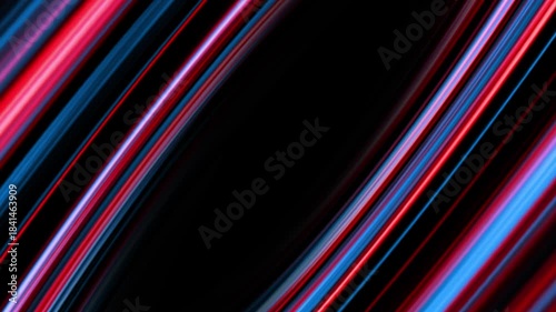 Vibrant diagonal neon stripes with glowing multicolor light trails streaming across a dark futuristic background, creating an energetic abstract motion design ideal for digital art, music videos, tech