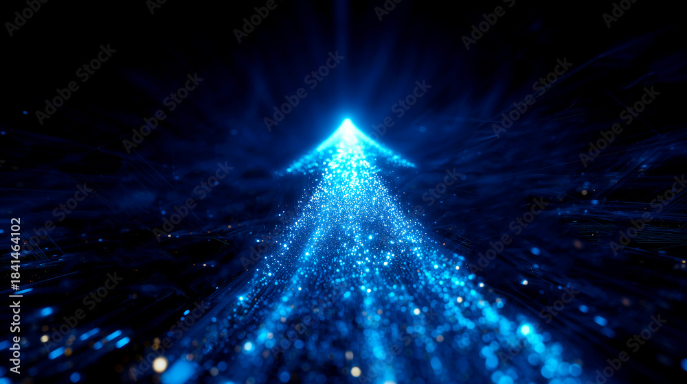 Obraz premium 上昇する青いデジタルの矢印