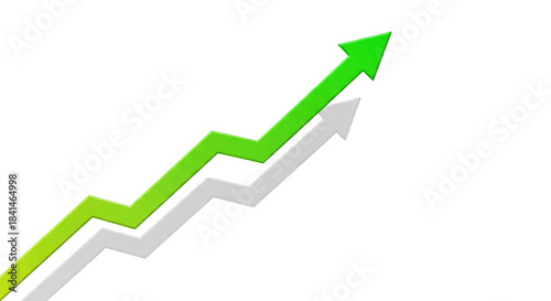 Green and white arrows rising upward on black isolated on a transparent background green arrow