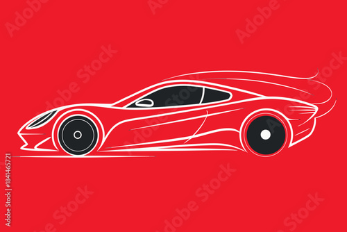 Red sports car side profile line red car vehicle