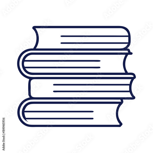 A simple outline illustration depicting a stack of four closed books