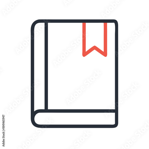 Simple illustration of a closed book with a bookmark in place