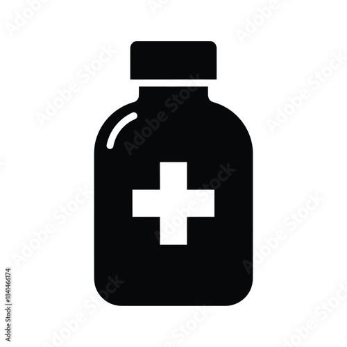 Black medical bottle icon