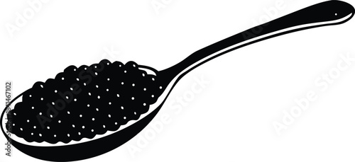 caviar on spoon gourmet delicacy silhouette vector illustration