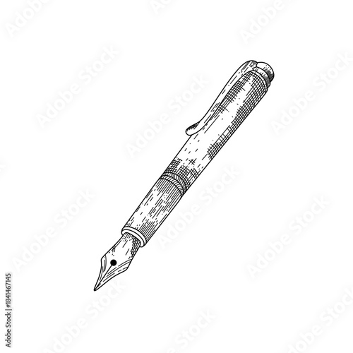 hand drawn fountain pen line art vector illustration