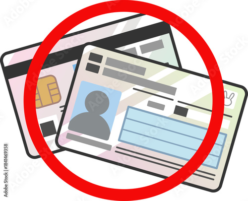 マイナンバーカード表裏のOK表示アイコン　承認状態を表すベクターイラスト　日本の公的身分証