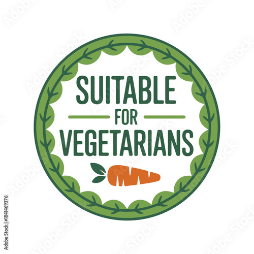  Suitable for Vegetarians badge,  Suitable for Vegetarians stamp,  Suitable for Vegetarians logo