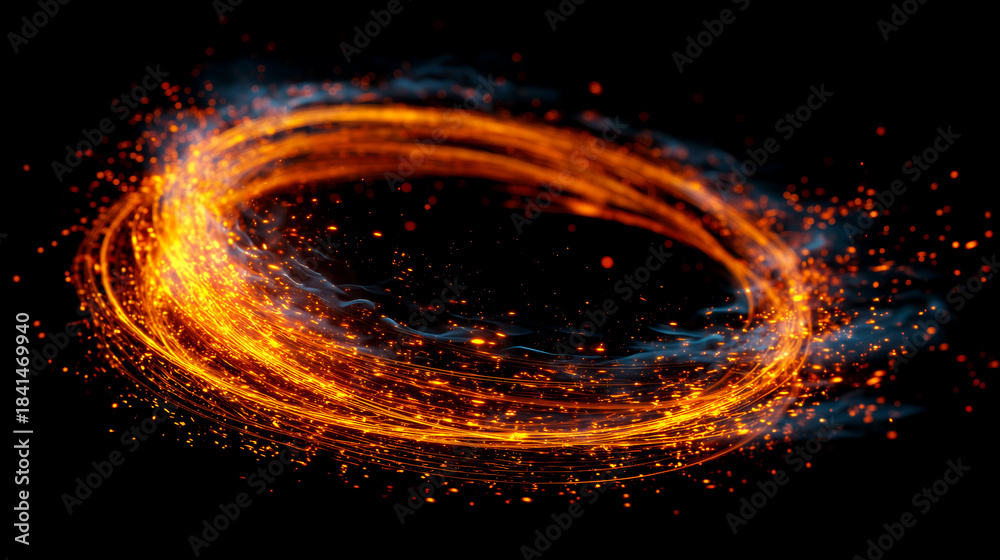 Obraz premium 燃え盛る炎のリングと火花