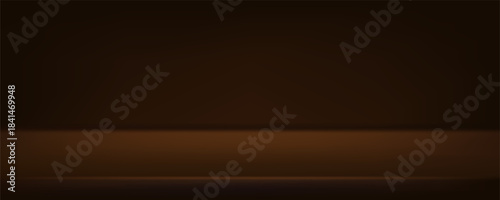Empty dark brown studio background. Dark studio background. Abstract studio room platform design. Space for selling products on the website. Vector illustration.