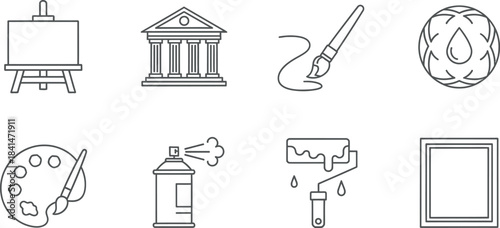 Collection of art icons including canvas and paintbrush