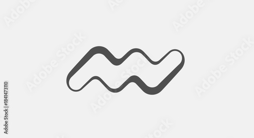 Abstract fluid wave like shape in shades of gray on a light gray background