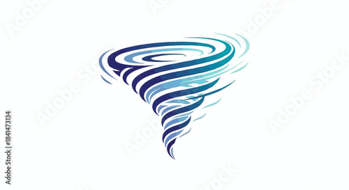 Stylized Blue Tornado Graphic Representing Powerful Wind and Storm Dynamics