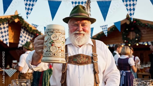 Santa Claus Wearing Lederhosen Oktoberfest Beer Festival Bavaria G VFX
