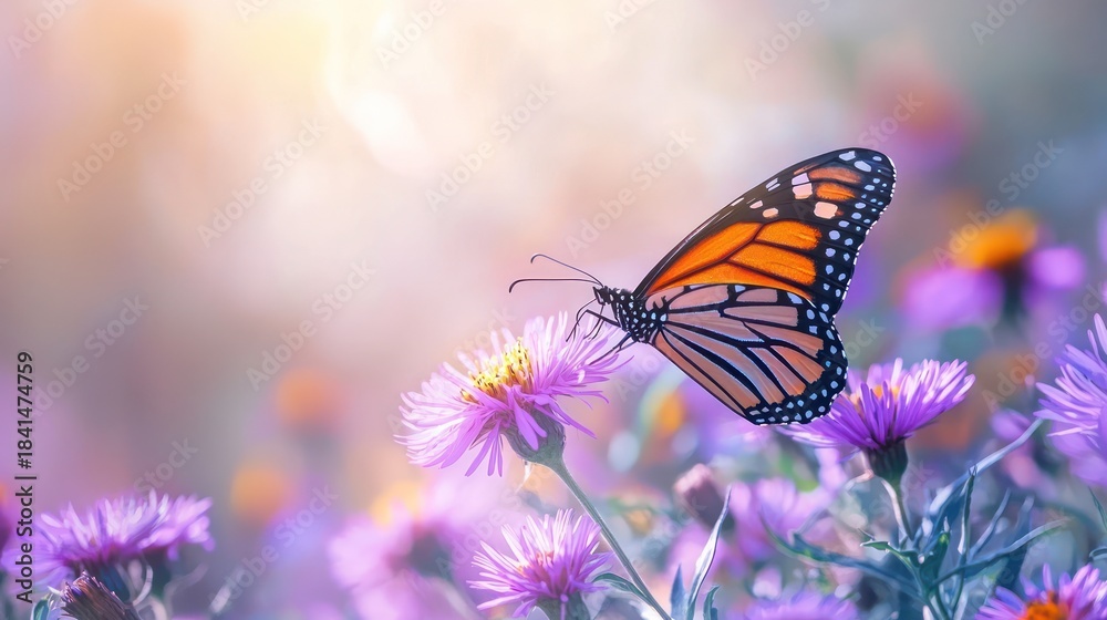 Fototapeta premium Vibrant Meadow Flowers with Colorful Insects in a Lively Natural Scene