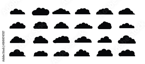 Simple Cloud Icons Collection in Flat Vector Style.