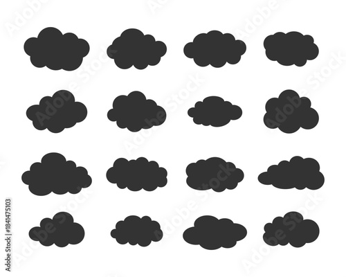 Simple Cloud Icons Collection in Flat Vector Style.