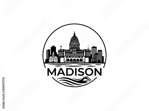 Madison city of United States skyline emblem with landmarks