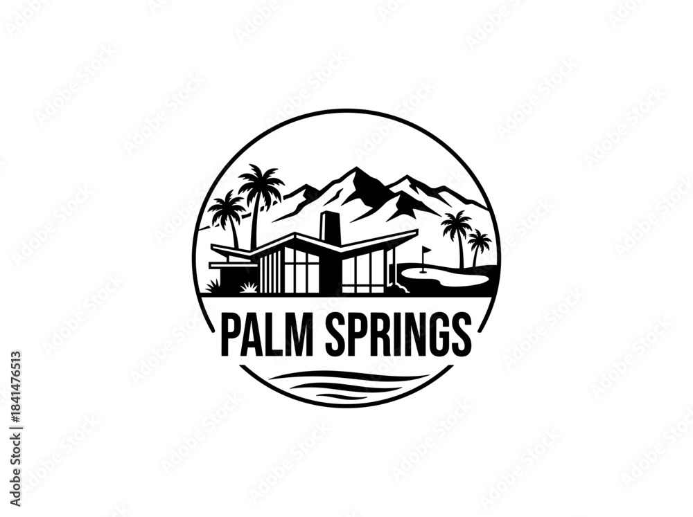 Naklejka premium Palm Springs city of United States skyline emblem with landmarks