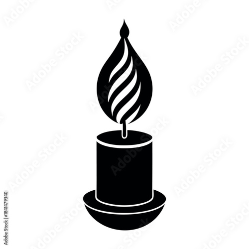 New year candle icon with flame shape, black silhouette.