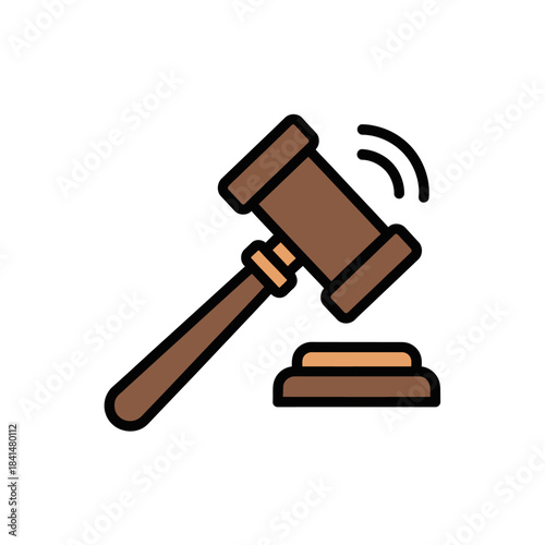 Cartoon Illustration of a Wooden Auctioneers Gavel with Sound Waves.