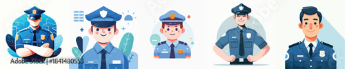 Handsome, Elegant and Confident Police Officer Vector Illustration